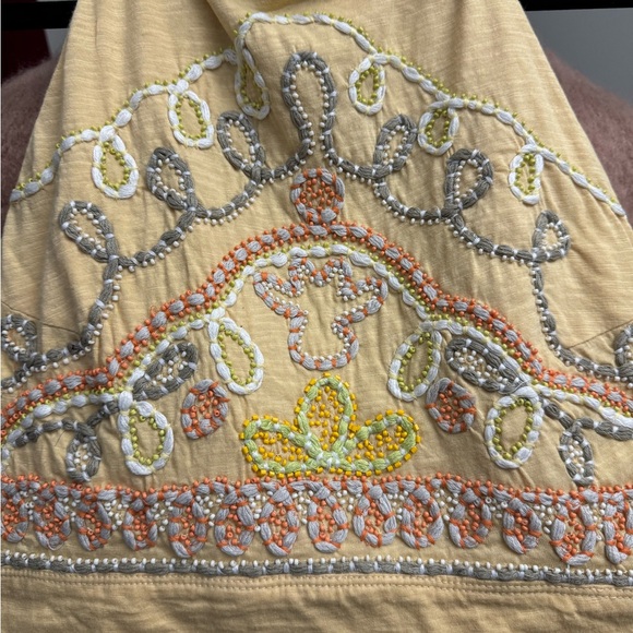 Free People Yellow and Gold Embellished High Neck Crop Top - Picture 4 of 5